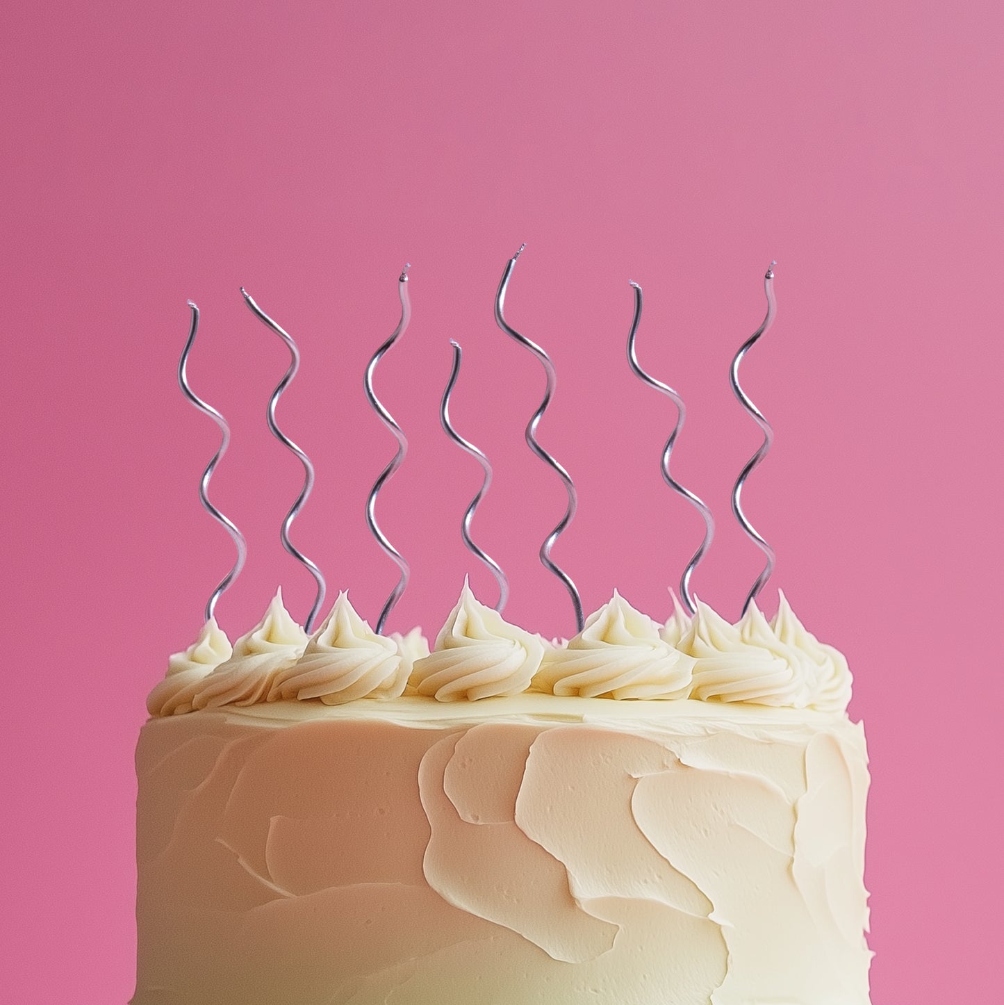 Swirly Cake Candles | Silver
