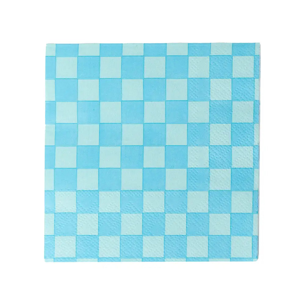 Checkered Light Blue Napkins (20 Pack)