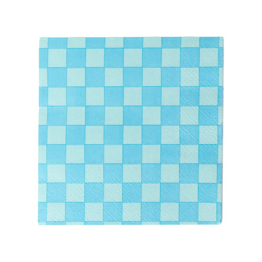 Checkered Light Blue Napkins (20 Pack)