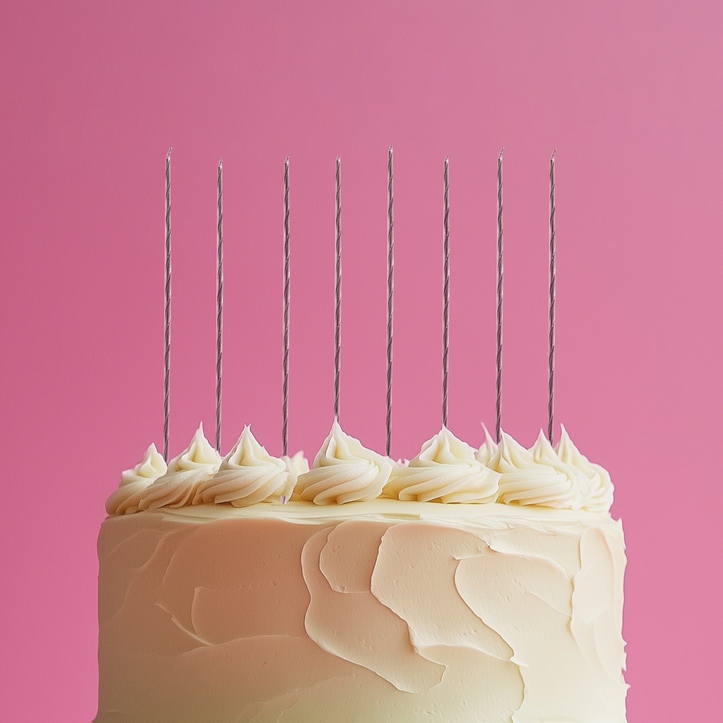 Fine Spiral Cake Candles | Silver