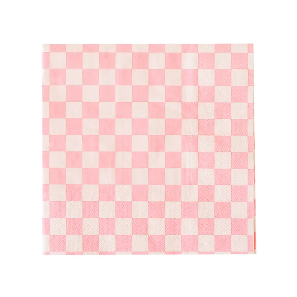 Checkered Light Pink Napkins (20 Pack)