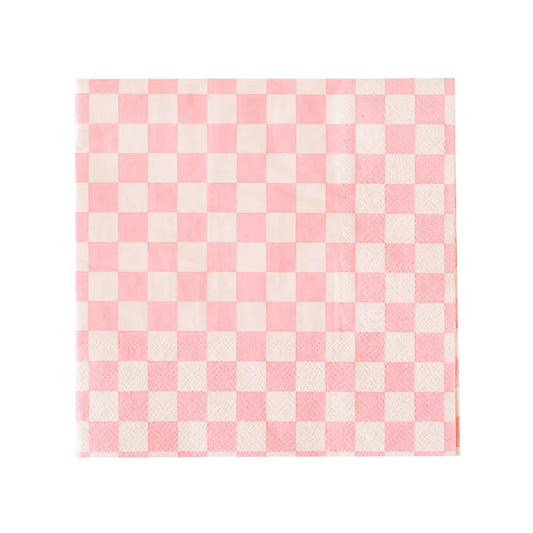 Checkered Light Pink Napkins (20 Pack)