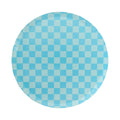 Checkered Light Blue Dessert Plates (8 Pack)