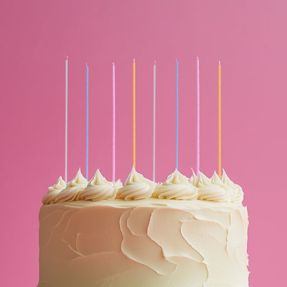 Fine Spiral Cake Candles | Rainbow