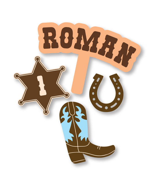Rodeo Cake Topper Set | Brown & Blue