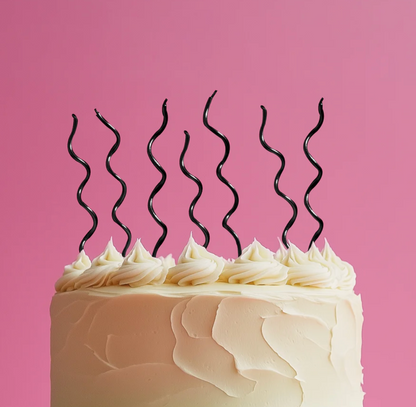 Swirly Cake Candles | Black