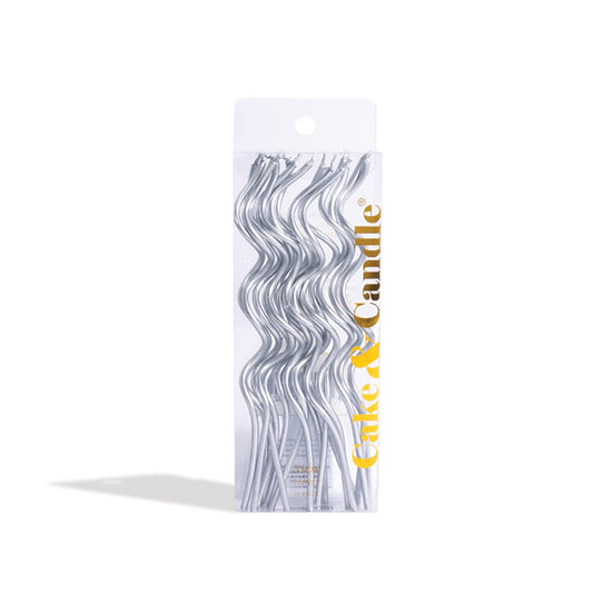 Swirly Cake Candles | Silver
