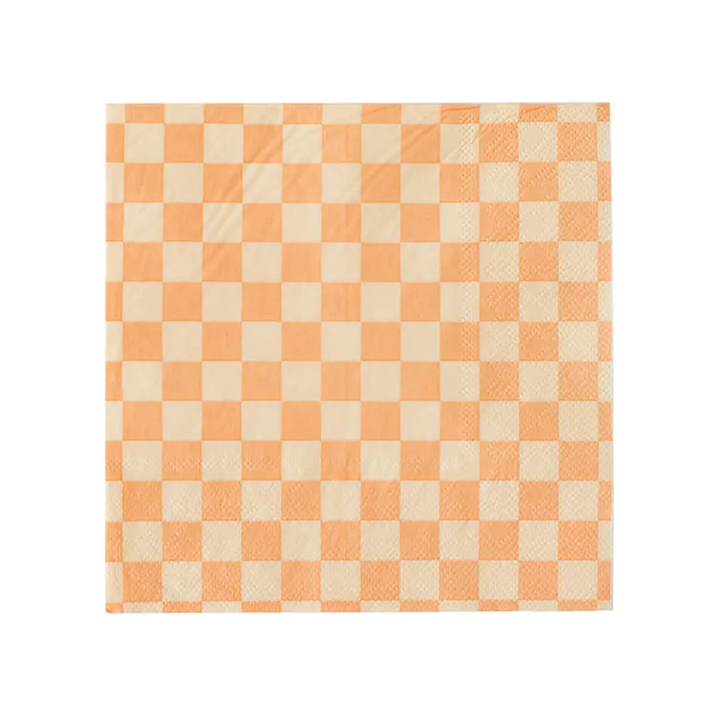 Checkered Peaches & Cream Napkins (20 Pack)