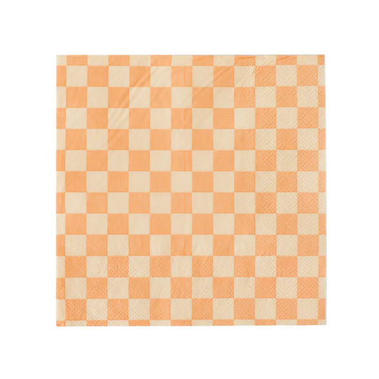 Checkered Peaches & Cream Napkins (20 Pack)