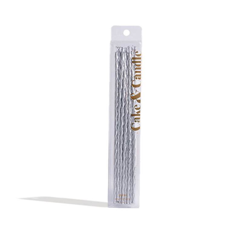 Fine Spiral Cake Candles | Silver