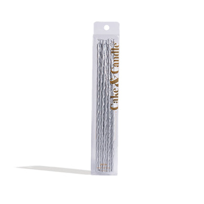 Fine Spiral Cake Candles | Silver