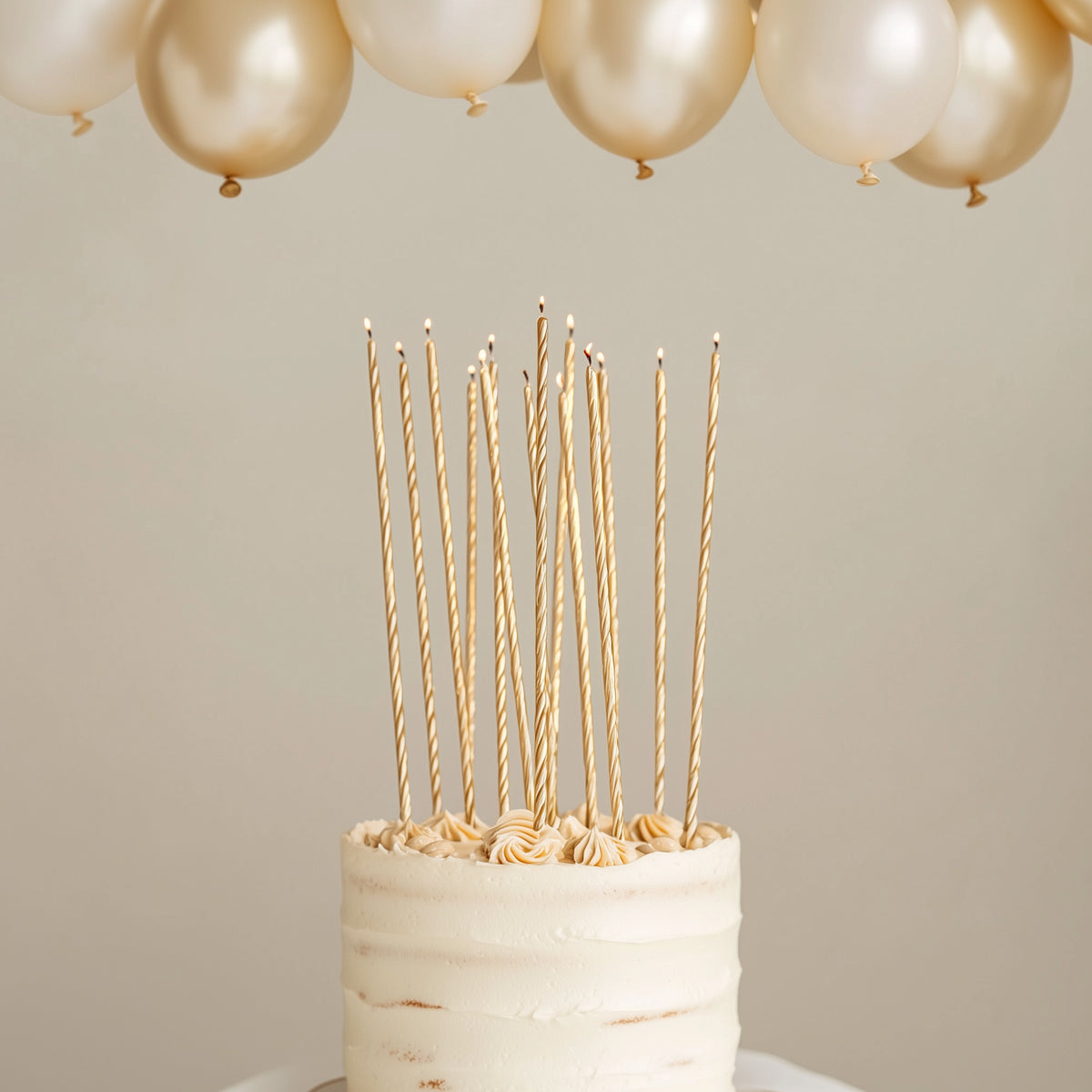 Fine Spiral Cake Candles | Gold